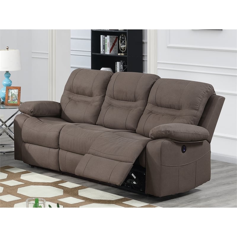 Poundex  Furniture  Breathable  Leatherette  Sofa  in  Slate Blue