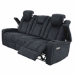 Poundex Furniture Three Seater Breathable Leatherette Sofa in Ink Blue