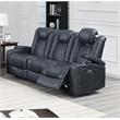 Poundex Furniture Three Seater Breathable Leatherette Sofa in Ink Blue