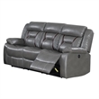 Poundex  Furniture  Gel  Leatherette  Sofa  Recliner  in  Gray