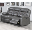 Poundex  Furniture  Gel  Leatherette  Sofa  Recliner  in  Gray