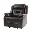 Poundex Furniture Gel Leatherette Power Recliner in Dark Brown