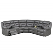 Poundex Furniture Multi Seater Gel Leatherette Motion Sectional in Gray