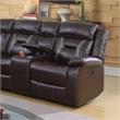 Poundex Furniture Gel Leatherette Motion Sectional in Dark Brown