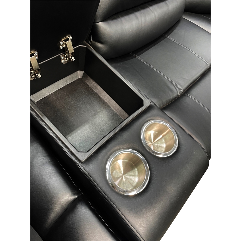 Poundex Furniture Multi Seater Bonded Leather Motion Sectional in Black
