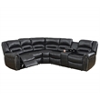 Poundex Furniture Multi Seater Bonded Leather Motion Sectional in Black