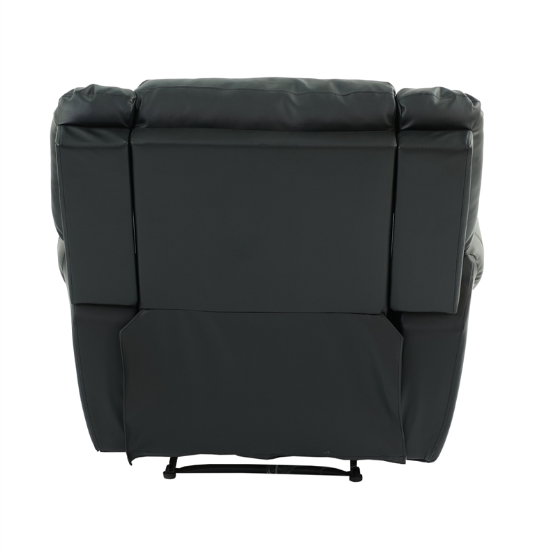 Poundex Modern Bonded Faux Leather Upholstered Recliner in Black