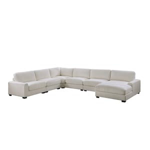 Poundex 6-Pcs XL Beige Corduroy Modular Set with Foam Cushions