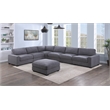 Poundex 7-Pcs XL Dark Gray Corduroy Modular Sectional Set with Foam Cushions