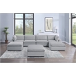 Poundex 7-Pcs Light Gray Corduroy Modular Sectional Set with Foam Cushions