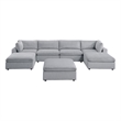 Poundex 7-Pcs Light Gray Corduroy Modular Sectional Set with Foam Cushions