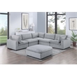 Poundex 6-Pcs Light Gray Corduroy Modular Sectional Set with Foam Cushions