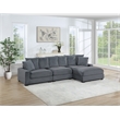 Poundex 4-Pcs Dark Gray Corduroy Fabric Modular Foam Sectional Set