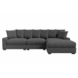 Poundex 4-Pcs Dark Gray Corduroy Fabric Modular Foam Sectional Set