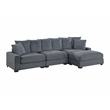 Poundex 4-Pcs Dark Gray Corduroy Fabric Modular Foam Sectional Set