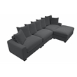 Poundex 4-Pcs Dark Gray Corduroy Fabric Modular Foam Sectional Set