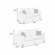 Poundex Ivory Corduroy Sofa Loveseat Set with Foam Cushions