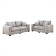 Poundex Ivory Corduroy Sofa Loveseat Set with Foam Cushions