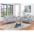 Poundex 2-Piece Burlap-Like-Fabric Sofa & Loveseat Set in Light Gray