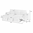 Poundex Convertible Corduroy Sofa in Light Gray with Foam Cushions