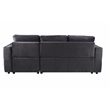 Poundex Upholstered Velvet Reversible Chaise Convertible Sectional in Black