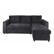 Poundex Upholstered Velvet Reversible Chaise Convertible Sectional in Black