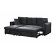 Poundex Upholstered Velvet Reversible Chaise Convertible Sectional in Black