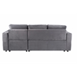 Poundex Upholstered Velvet Reversible Chaise Convertible Sectional in Gray