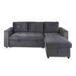 Poundex Upholstered Velvet Reversible Chaise Convertible Sectional in Gray