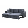 Poundex Upholstered Velvet Reversible Chaise Convertible Sectional in Gray