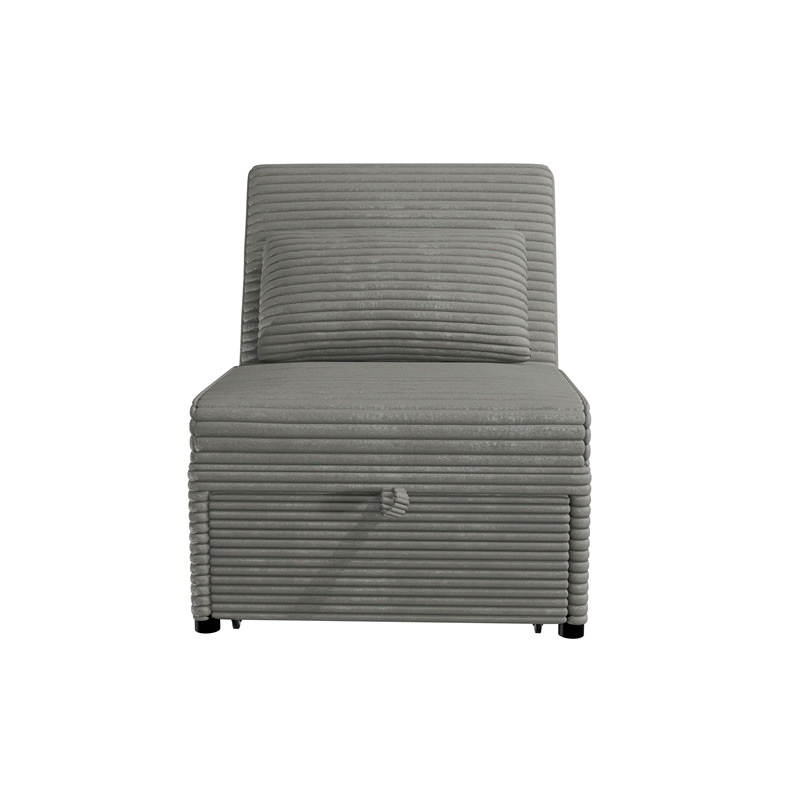 Poundex Foam Upholstered Wide Welt Convertible Chair in Smoke Corduroy