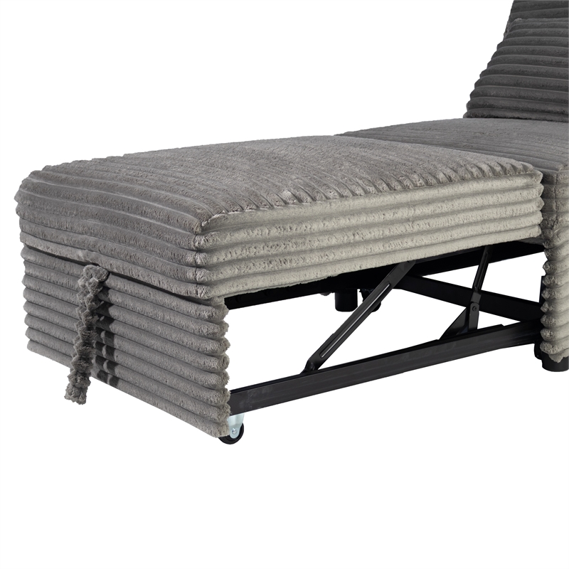 Poundex Foam Upholstered Wide Welt Convertible Chair in Smoke Corduroy