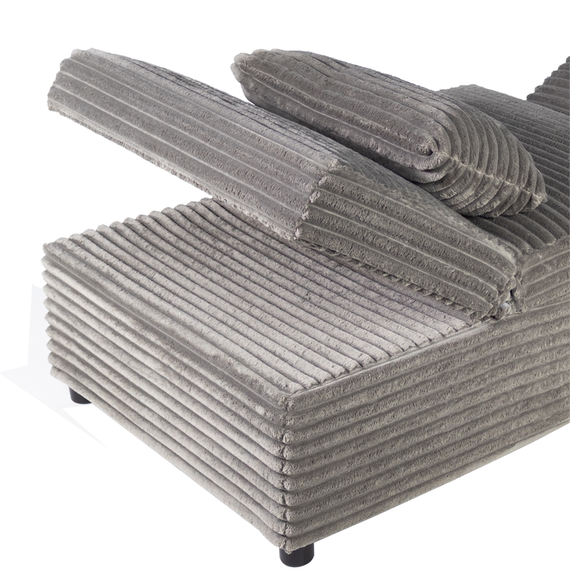 Poundex Foam Upholstered Wide Welt Convertible Chair in Smoke Corduroy