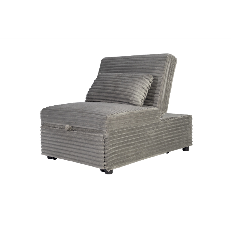Poundex Foam Upholstered Wide Welt Convertible Chair in Smoke Corduroy