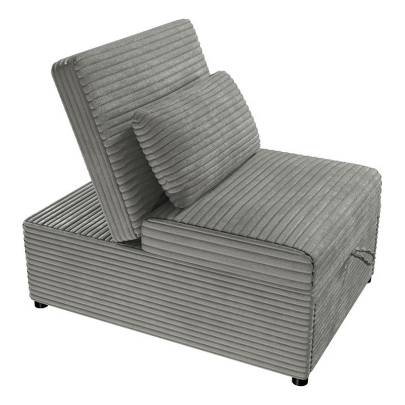 Poundex Foam Upholstered Wide Welt Convertible Chair in Smoke Corduroy