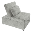 Poundex Upholstered Foam Corduroy Convertible Chair with Wide Welt in Ash