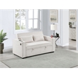 Poundex Beige Foam Upholstered Corduroy Convertible Sofa with Cupholders