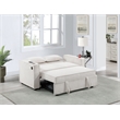 Poundex Beige Foam Upholstered Corduroy Convertible Sofa with Cupholders