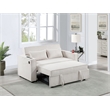 Poundex Beige Foam Upholstered Corduroy Convertible Sofa with Cupholders