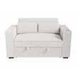 Poundex Beige Foam Upholstered Corduroy Convertible Sofa with Cupholders