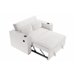 Poundex Beige Foam Upholstered Corduroy Convertible Sofa with Cupholders