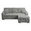 Poundex Upholstered Foam Corduroy Convertible Sofa with Storage in Smoke