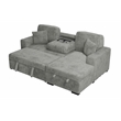 Poundex Upholstered Foam Corduroy Convertible Sofa with Storage in Smoke