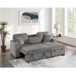 Poundex Upholstered Foam Corduroy Convertible Sofa with Storage in Smoke