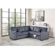 Poundex Foam Corduroy 3-PC Sectional Set with Storage in Dark Gray
