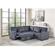 Poundex Foam Corduroy 3-PC Sectional Set with Storage in Dark Gray