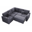 Poundex Foam Corduroy 3-PC Sectional Set with Storage in Dark Gray