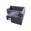 Poundex Foam Corduroy 3-PC Sectional Set with Storage in Dark Gray