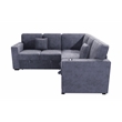 Poundex Foam Corduroy 3-PC Sectional Set with Storage in Dark Gray