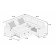 Poundex Foam Corduroy 3-PC Sectional Set with Storage in Dark Gray